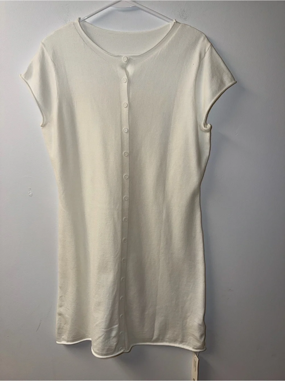 Women's Cream Button-Front Swim Cover-Up Dress